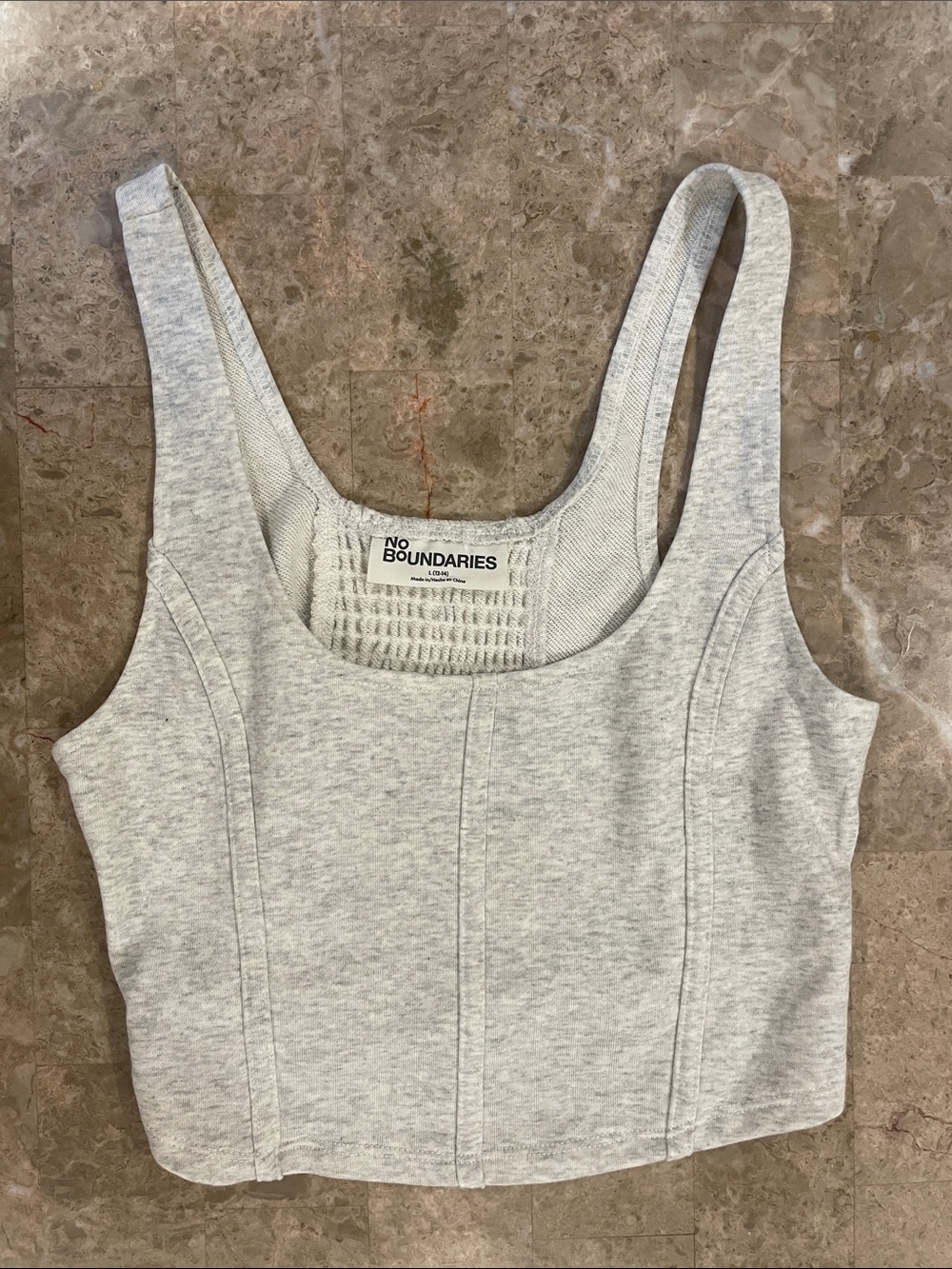 🔥NWOT🔥 No Boundaries soft Gray Ribbed Square Neck Crop Tank size L